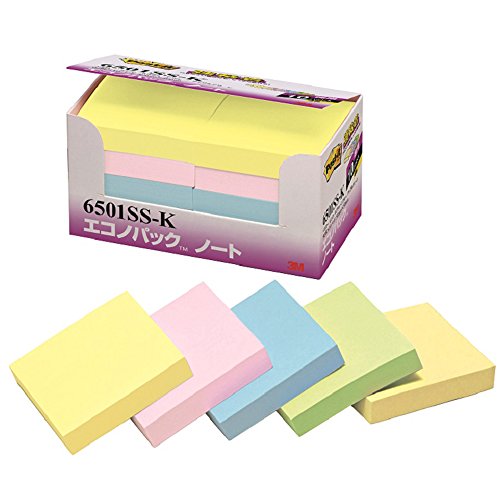 ポスト イット 強粘着ノート 50x50mm 90枚x10個 混色 6501SS-K（10セット）