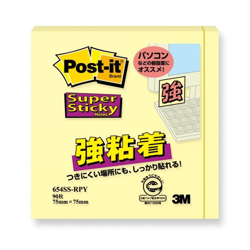 スリーエムジャパン ポスト イット強粘着７５×７５ パステル 黄 １冊（10セット）