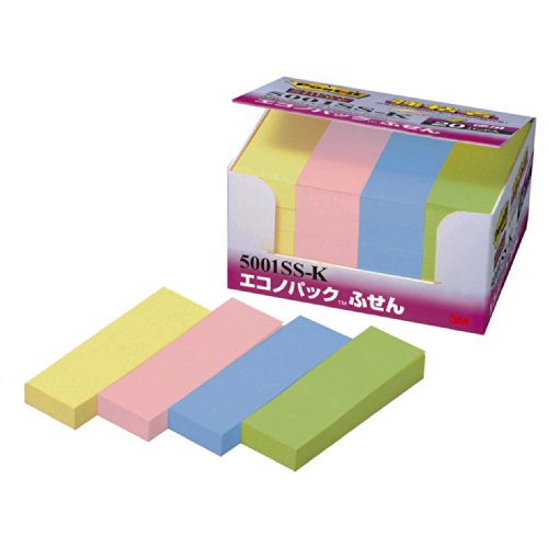 ポスト イット 強粘着ふせん 75x25mm 90枚x混色20パッド パステル 5001SS-K（10セット）