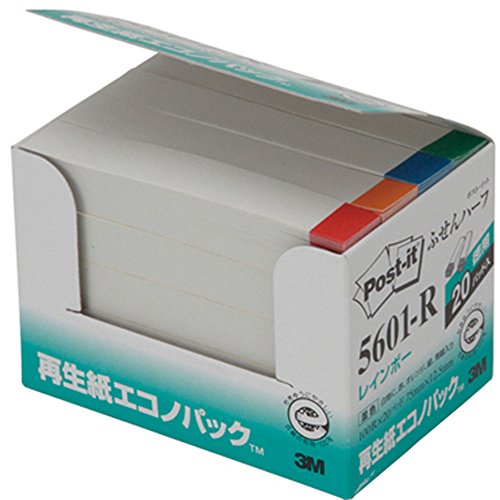 ポスト イット ふせん 75x12.5mm 100枚x20個 レインボー 5601-R（10セット）