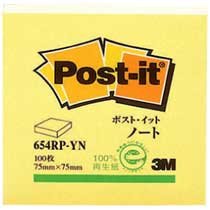 スリーエムジャパン ポスト イット再生紙ノート ７５×７５ 黄 １冊（10セット）