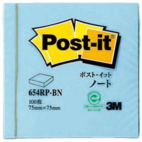 Блокнот 3M Japan Post-it из переработанной бумаги, 75 x 75, синий, 1 книга (10 комплектов)