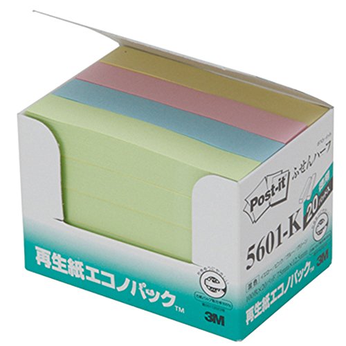 ポスト イット ふせん 75x12.5mm 100枚x20個 混色 5601-K（10セット）