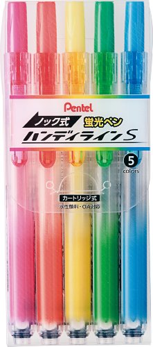 ぺんてる Pentel 蛍光ペン ノック式 ハンディラインS SXNS15-5（10セット）