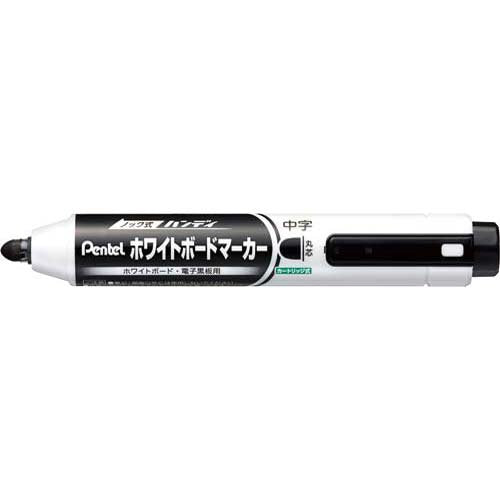 ぺんてる Pentel ノック式 ハンディホワイトボードマーカー 丸芯 中字 黒 [1本] MWXN5M-A（10セット）