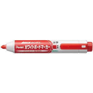 ぺんてる Pentel ノック式 ハンディホワイトボードマーカー 平芯 太字 赤 [1本] MWXN6M-B（10セット）