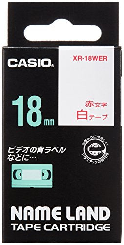 カシオ ラベルライター ネームランド テープ 18mm XR-18WER 白 赤文字（10セット）