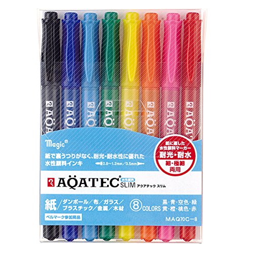 マジック 水性ペン アクアテックスリム 8色 MAQ70C-8（10セット）