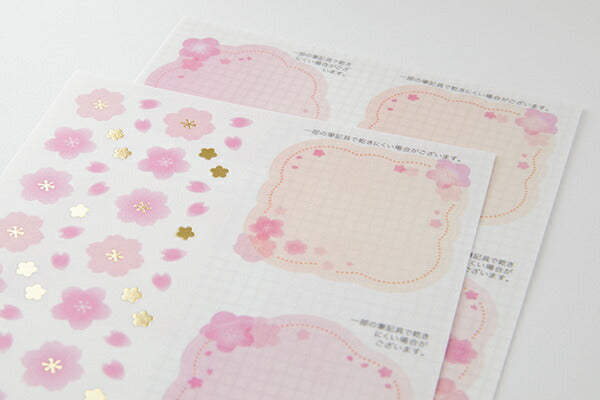 Midori/82722006_Adesivi traslucidi per carta colorata 18 fogli (S) Motivo fiori di ciliegio/4902805827225 (5 set)