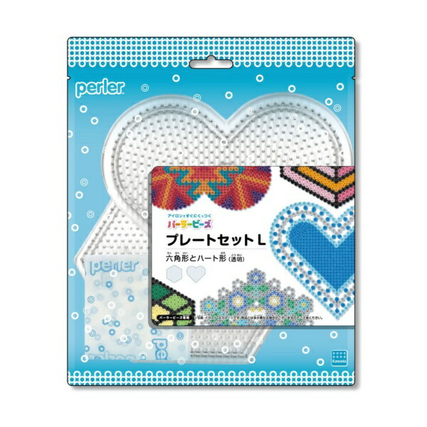 Kawada 80-30028 Perler Perlen Plattenset L Sechseck und Herzform (transparent) 4972825227183