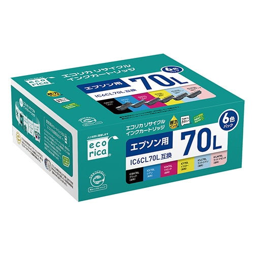 Inchiostro riciclato Ecorica ECH-E70L-6P Confezione da 6 colori 4562451402711