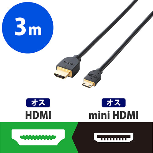 Kabel HDMI-miniHDMI ELECOM 3m DH-HD14EM30BK 4953103239074