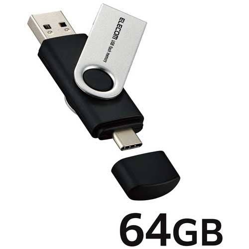 USB-накопитель ELECOM Type-C/A 64 ГБ MF-TPC3064GBK 4549550304023