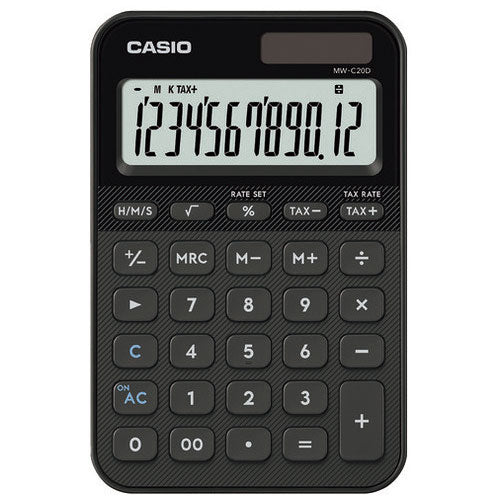 Calcolatrice Casio Calcolatrice colorata 12 cifre Nero MW-C20D-BK-N 4549526621055