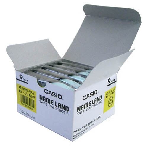 Fita de computador Casio XR-9YW-20P-E amarela com letras pretas 9mm 20 peças 2147345065948