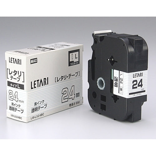 Max Letter Tape LM-L524BC Lettere nere trasparenti 24 mm 4902870053185