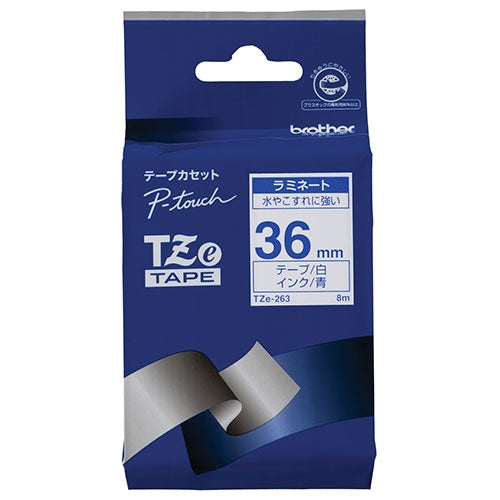 Nastro con lettere Brother TZe-263 Bianco con lettere blu 36 mm 4977766702041