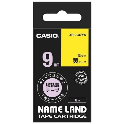 Nastro per etichette per computer Casio XR-9GCYW Nastro giallo con lettere nere 9 mm 4549526602634