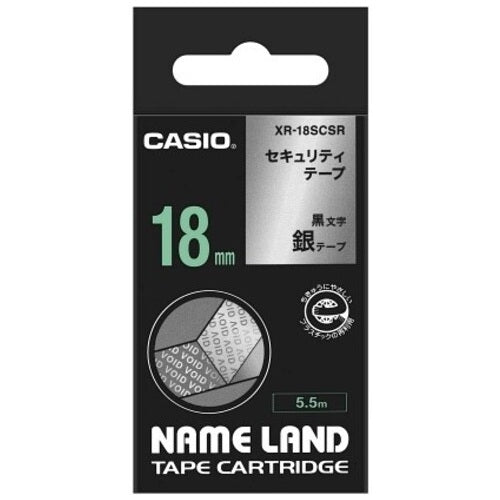 Nastro per etichette per computer Casio XR-18SCSR Nastro nero con lettera argento 18 mm 4549526601767
