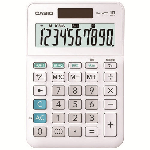 Calcolatrice Casio W Calcolatrice aliquota fiscale Mini Just Type MW-100TC-WE-N 4549526608360