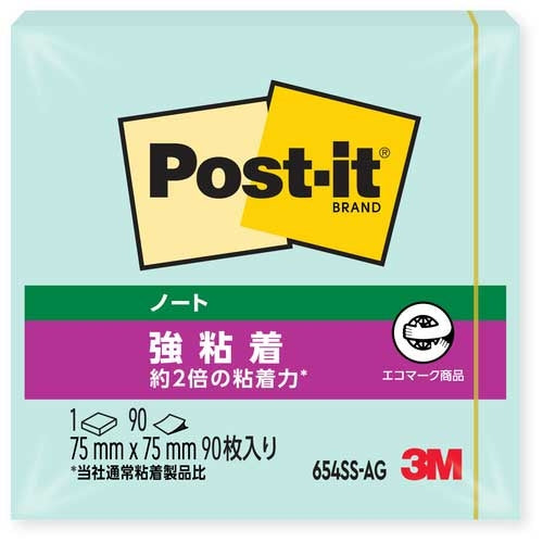 Прочный клейкий клей 3M Japan Post-it, 75 x 75 мм, 654SS-AG, зеленый 4549395032372