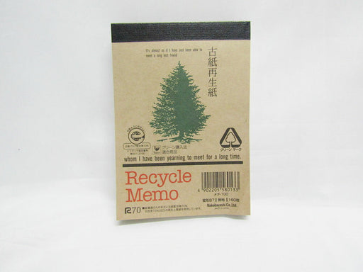 Nakabayashi ナカバヤシ コシサイセイシ　メモチヨウ　リサイクルメモ　Ｂ７　１６０マイ ﾒﾃ-100