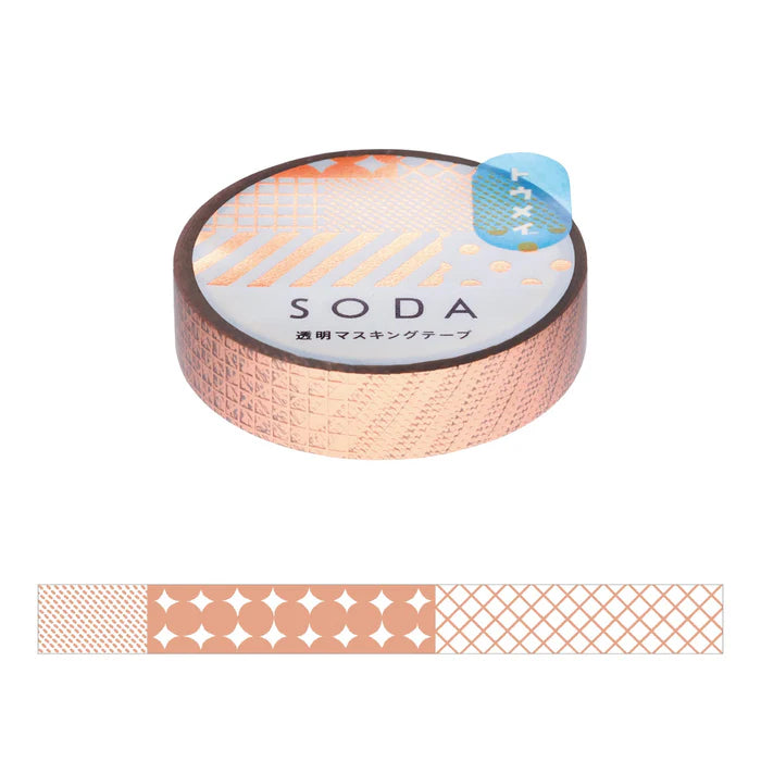 킹짐소다 투명 마스킹 테이프 SODA(핑크 골드 호일 타입) 믹스 3 CMTH10-005 4971660060146 (10세트)