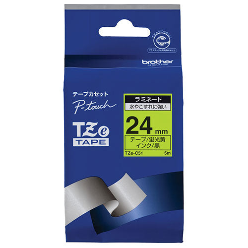 ブラザー 文字テープ TZe-C51蛍光黄に黒文字 24mm 4977766702720