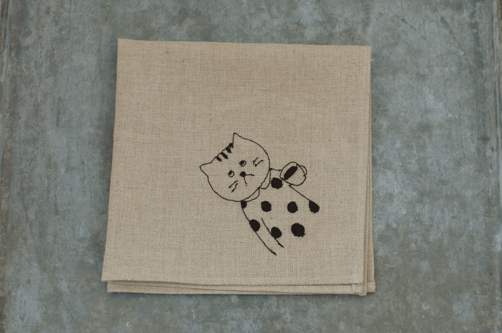 Kurashiki Design emballage de déjeuner en lin brodé (tama) 10527-01