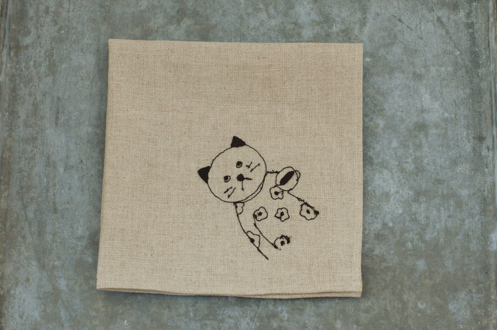 Kurashiki Design Wrap Déjeuner Brodé en Lin (hana) 10527-02