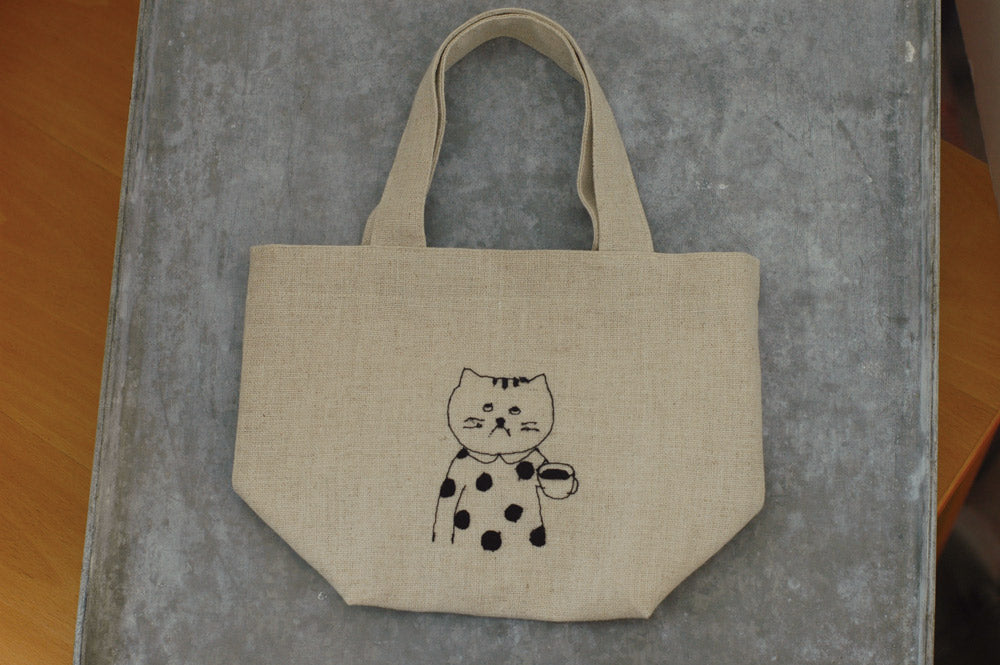 Kurashiki Design Sac à déjeuner brodé en lin (tama) 10528-01