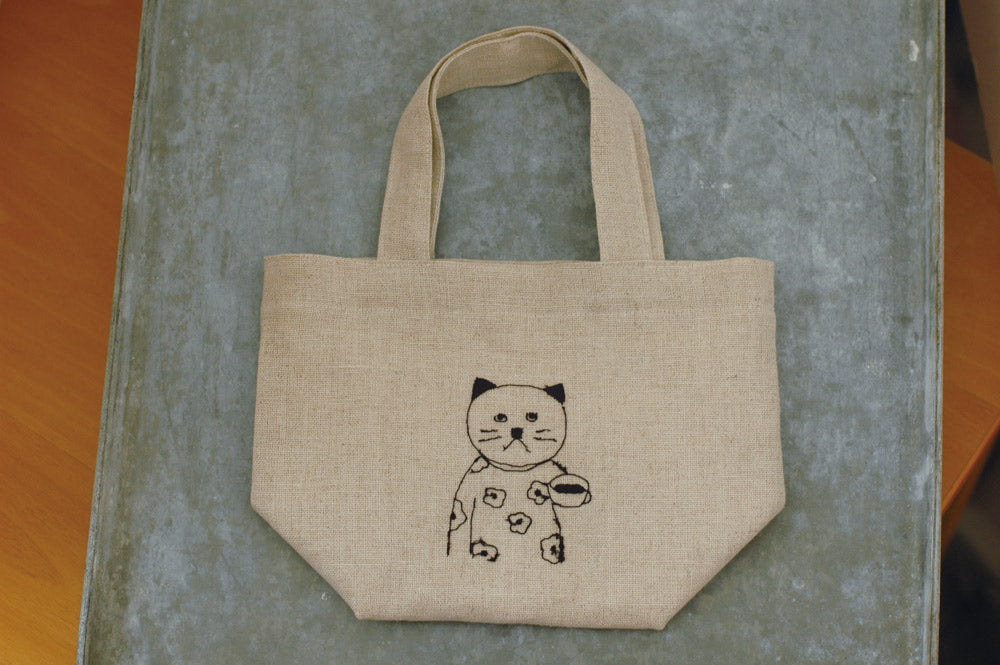 倉敷意匠 リネンの刺繍お弁当バッグ (hana) 10528-02