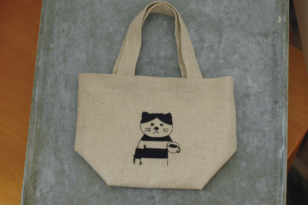 倉敷意匠 リネンの刺繍お弁当バッグ (shima) 10528-03
