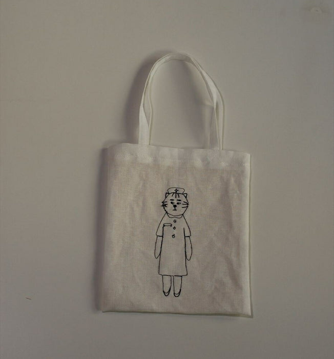 Kurashiki Design Sennokoto Mini sac brodé en lin (infirmière chat)