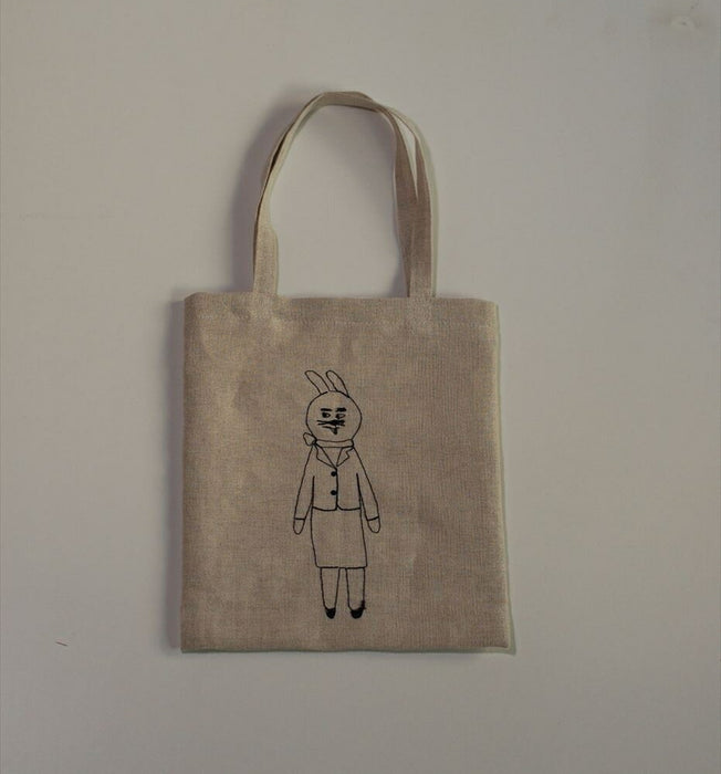 Kurashiki Design Sennokoto Mini sac brodé en lin (Lapin CA)