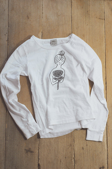 倉敷意匠 MIREI 長袖Tシャツ (白・L)女の子 98292-02