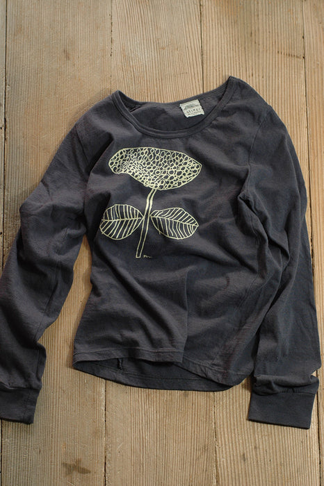 倉敷意匠 MIREI 長袖Tシャツ (チャコール・M)アジサイ 98292-07