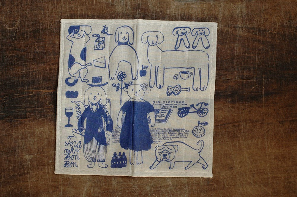 倉敷意匠 トラネコボンボン 蚊帳生地七枚合わせの犬ふきん