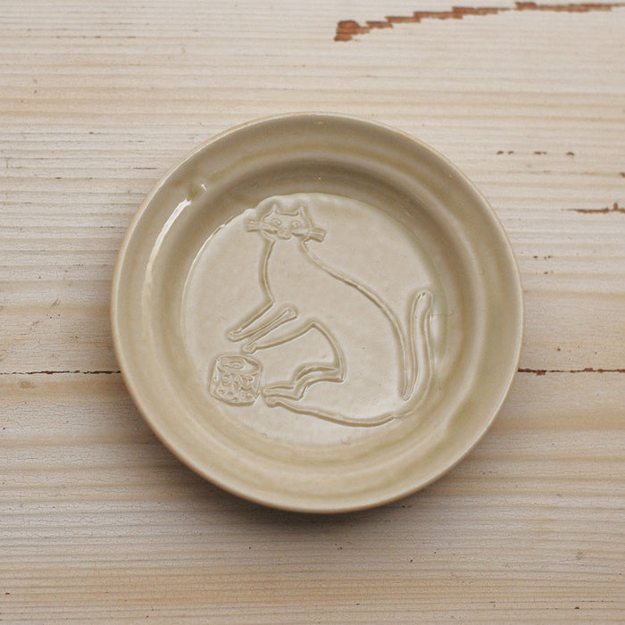 Kurashiki Design Toraneko Bonbon runder Bohnenteller (Katze Beige)