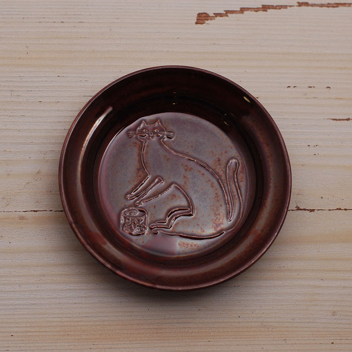 倉敷意匠 トラネコボンボン ラウンド豆皿（ネコ・ブラウン）