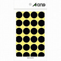 AWAN Color Label Black Round 20mm 14 Sheet 07049