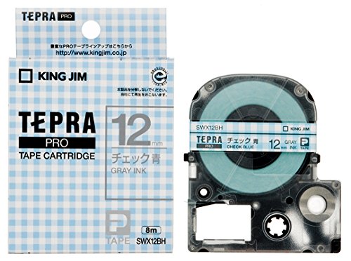 キングジム テープカートリッジ テプラPRO SWX12BH チェック青 グレー文字