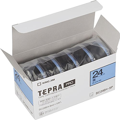 King Jim Tape Cartouche Tepra PRO SC24B-5P 24mm 5 pièces Lettres bleues/noires