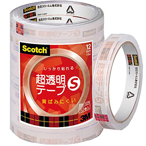 3M Scotch Super Transparent Tape S 12 мм x 35M Core 76 мм 10 объемов промышленная упаковка BK-12N