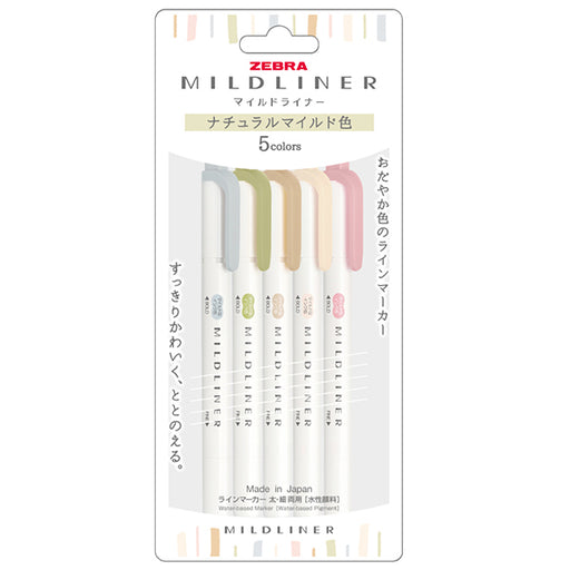 ゼブラ ZEBRA WKT7-5C-NTC [MILDLINER（マイルドライナー） ラインマーカー 太・細 両用 ナチュラルマイルドシリーズ 5色セット] 4901681491940