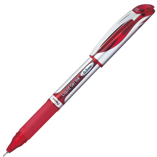 ぺんてる Pentel ゲルインキボールペン エナージェル 0.5mm シルバー軸 赤インキ BLN55-B