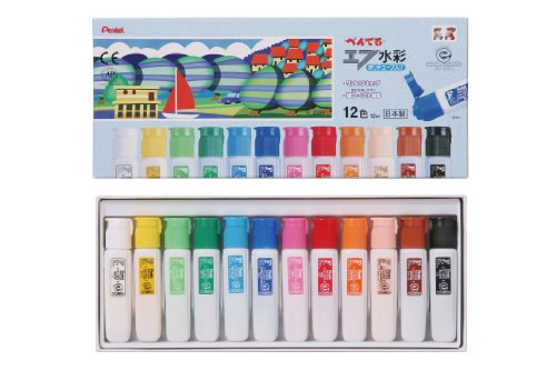 ぺんてる Pentel 絵の具 エフ水彩 WFC2-12 ポリチューブ入り 12色