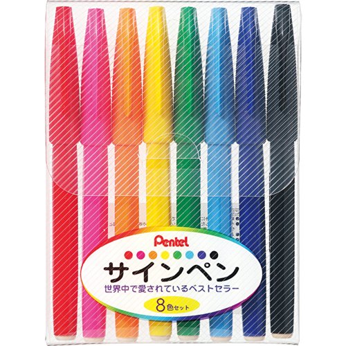 ぺんてる Pentel サインペン S520-8 8色セット