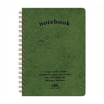 ライフ ポケットノート B6 緑 ライフ N191B　4990168050572（3セット）