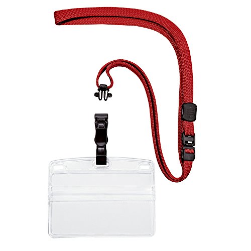 オープン 吊り下げ名札 脱着式 ソフトヨコ（名刺サイズ） 赤 NL-5-RD